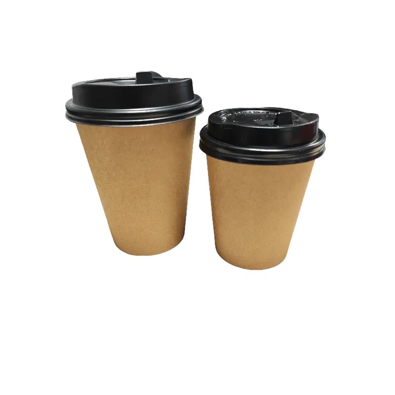 Vaso de café polipapel kraft con tapa