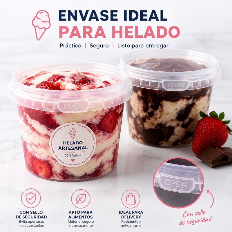 Potes para helado con sello
